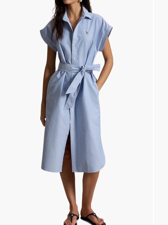 Polo Ralph Lauren Dresses & Skirts - Polo by Ralph Lauren Light Blue Shirt Midi Dress with Tie Waist